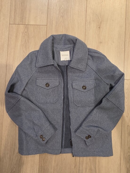 Avec Les Filles Jackets & Blazers - Avec Les Filles Women's Blue Wool Blend Zip Jacket Size S